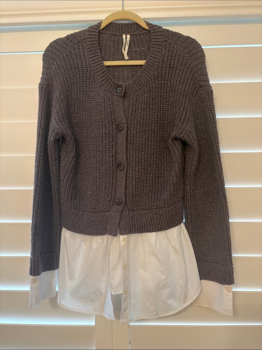 Anthropologie Brown Chunky Button-Up Cropped Cardigan